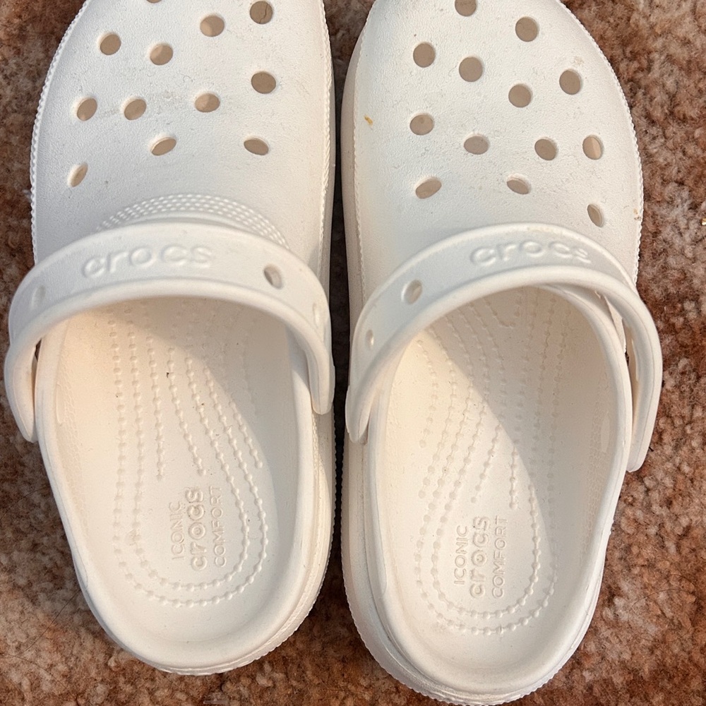 Crocs Kids Classic Clog - White Platforms